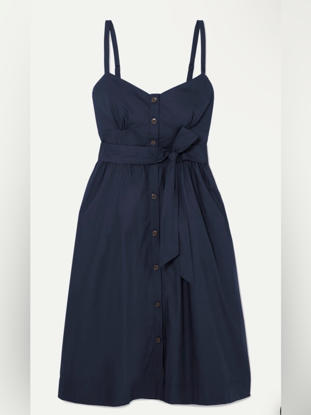 J. Crew Navy Button-Front Midi Sundress with Waist Tie